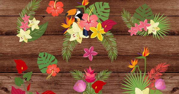TROPICAL FLOWERS CLIPART.