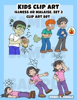 Kids Clip art: Illness or Malaise set 2 (June 2016).