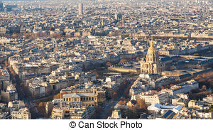 Stock Photography of Tour Montparnasse and Les Invalides, Paris.
