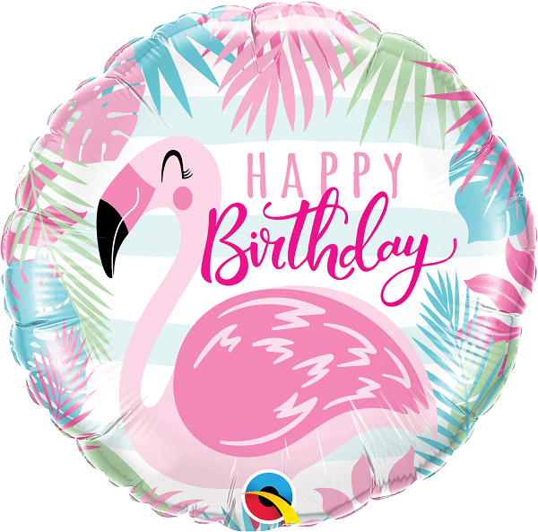 Pink Flamingo Happy Birthday Foil Balloons (18.