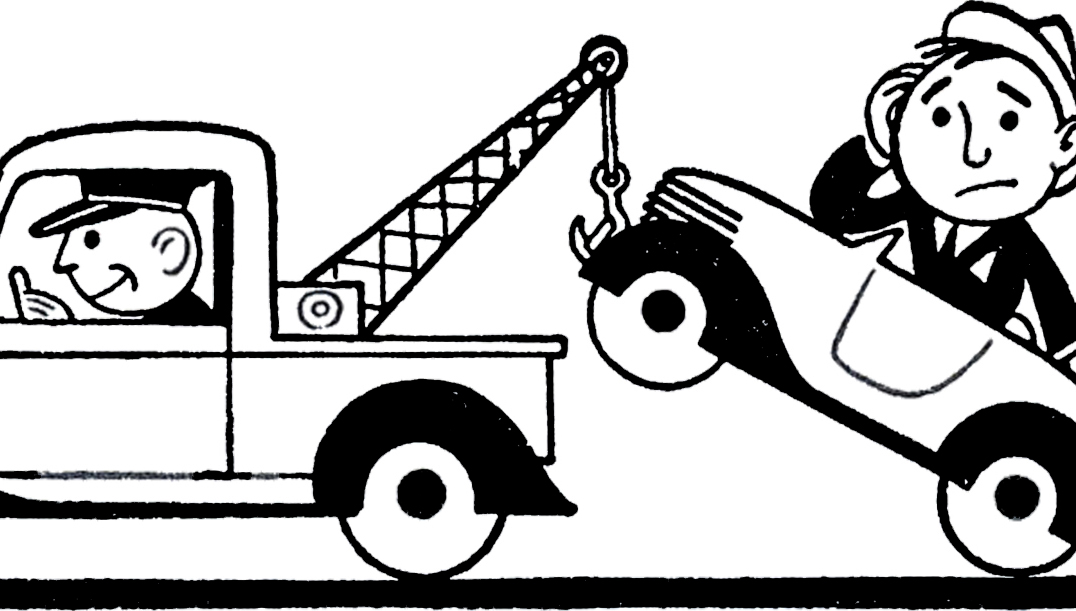 Car being towed clipart.