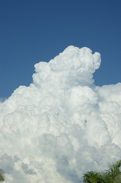 Free photo Blue Sky Typhoon Towering Cumulus Clouds Observed.