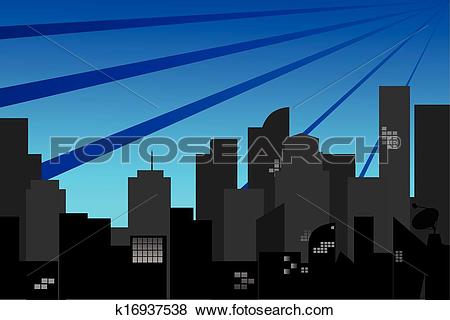Clip Art of Town Silhouette at morning k16937538.