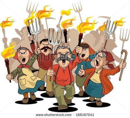 Group Of Angry Towns People Clipart.