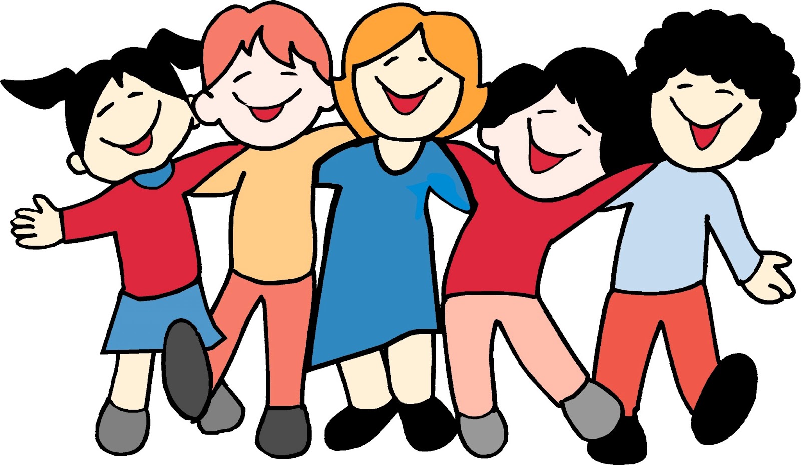 Group of happy towns people clipart.