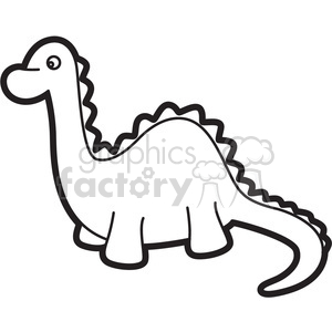 toy brachiosaurus dinosaur cartoon in black and white clipart. Royalty.