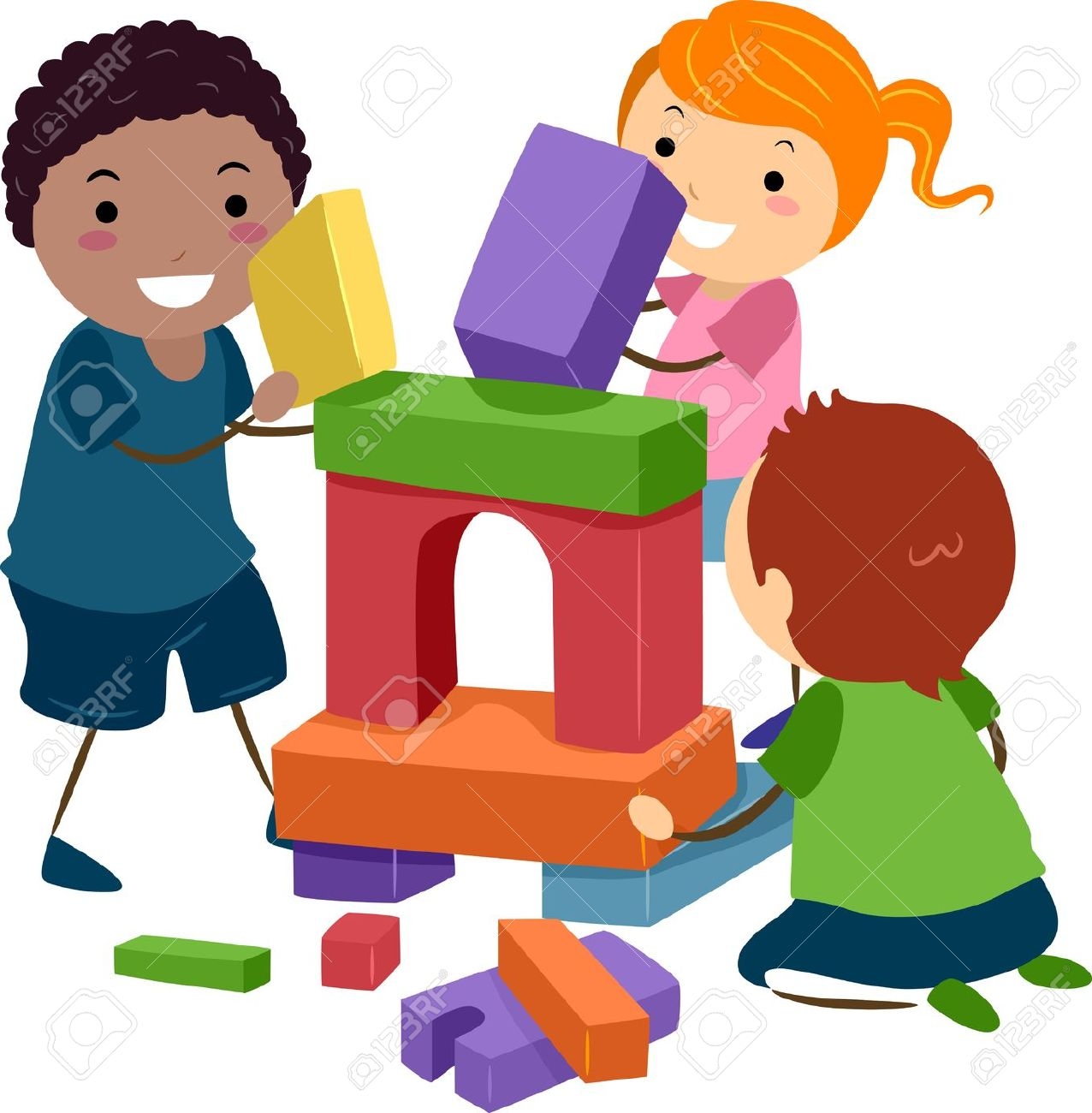 Kids Playing With Toys Clipart.