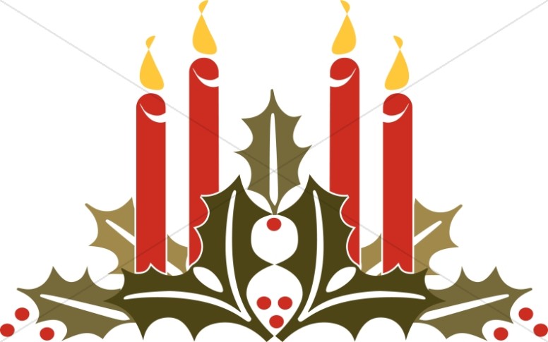 Holly and Candles Clipart.