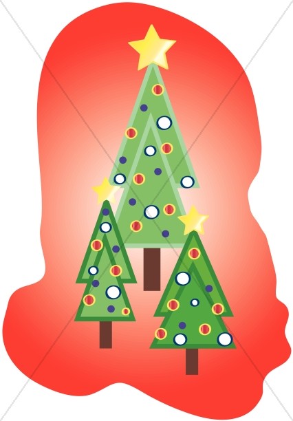 Three Christmas Trees Clipart.