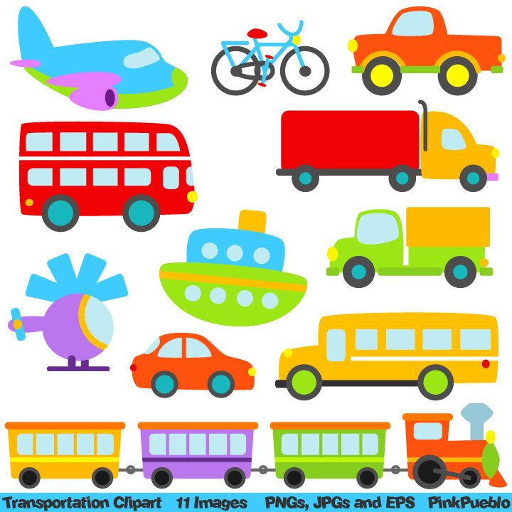 Transportation Clip Art Clipart with Car, Truck, Train.