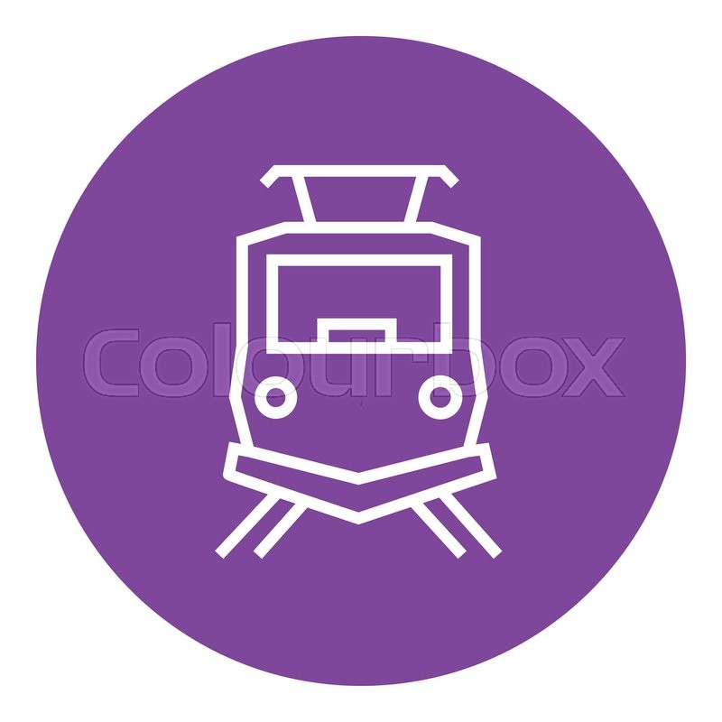Front view of train thick line icon with pointed corners and edges.