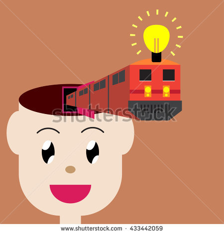 Idea Think Train Man Face Human Creative Stock Vector Illustration.
