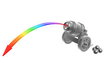 Cannon Rainbow Trajectory Stock Illustrations.
