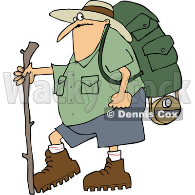 Male Hiker Checking His Compass Clipart © Dennis Cox #4656.