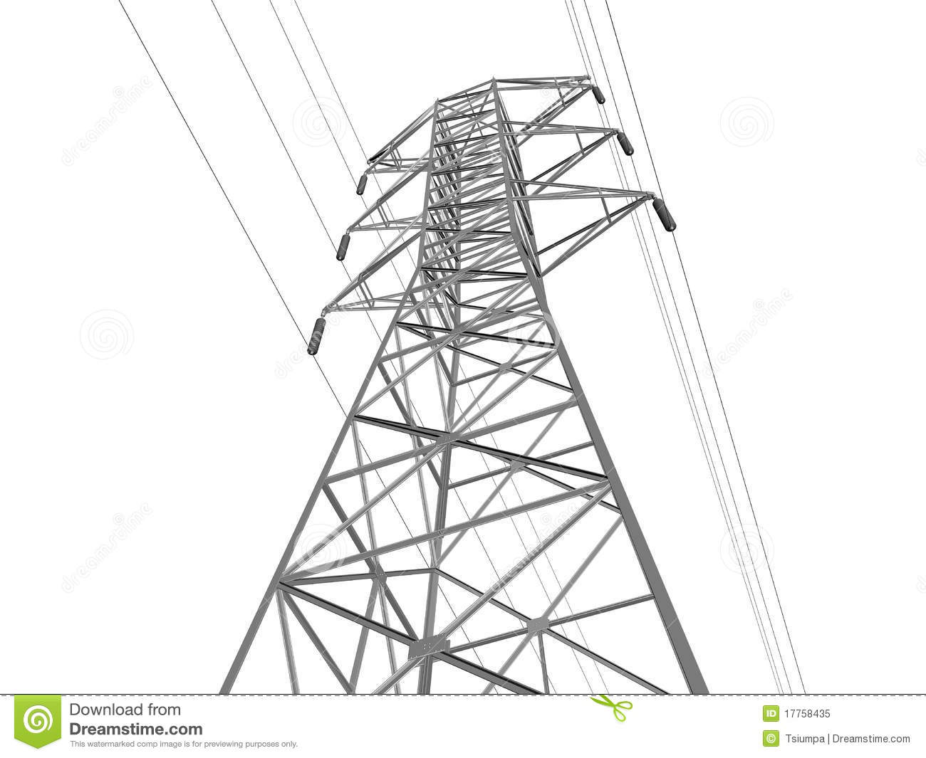 Single Electricity Transmission Tower Hill Stock Illustrations.