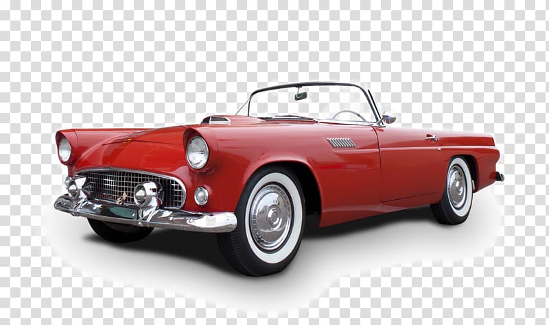 Red convertible coupe, Classic car Ford Thunderbird Vintage.