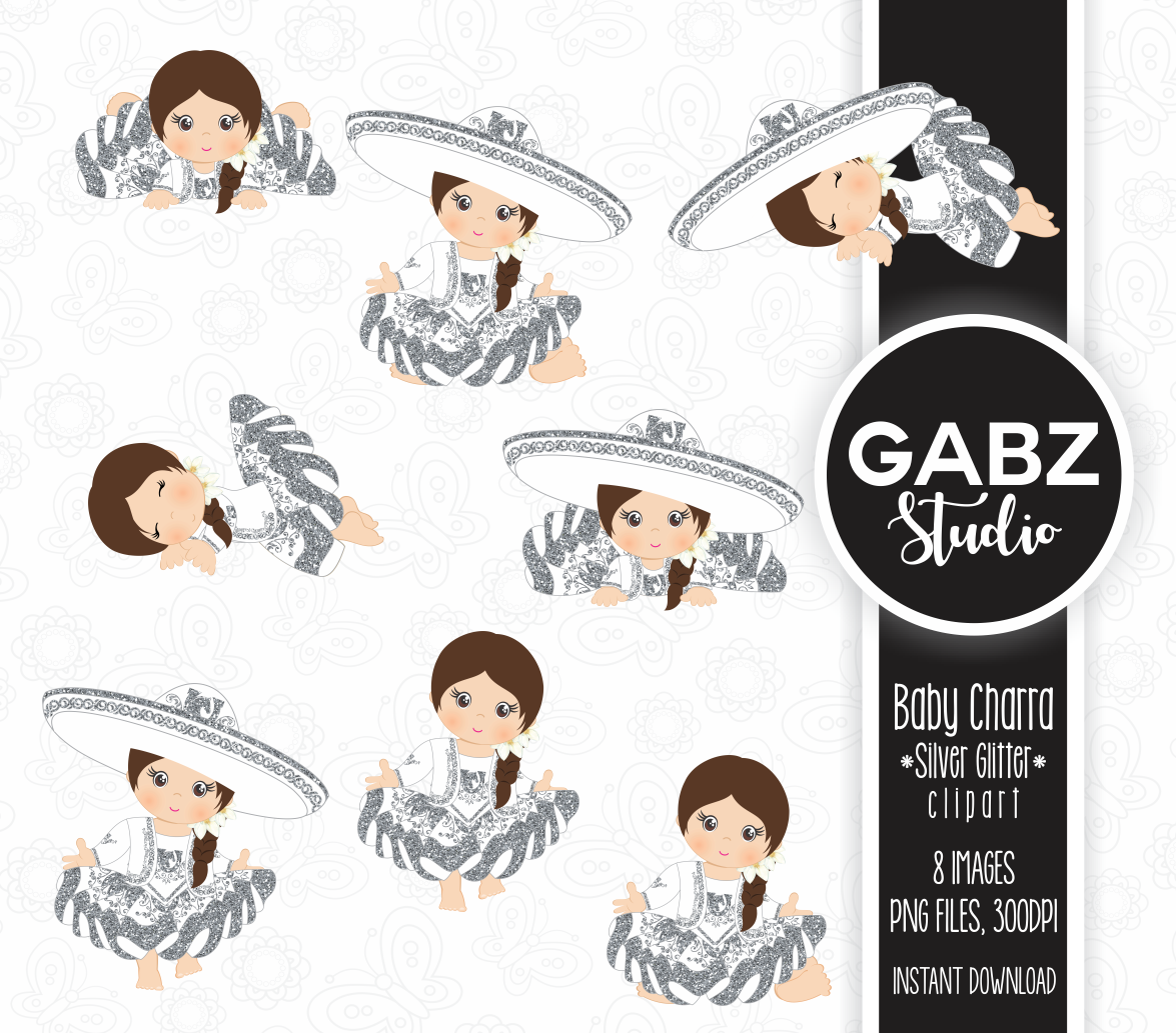 Baby Charra, Silver Glitter, Clipart By GABZ Studio.
