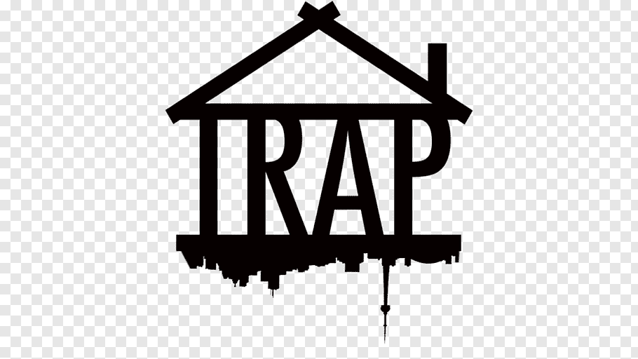 Black trap text, Crack house Trap House Trap music Logo.