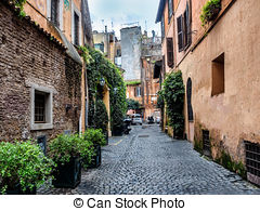 Stock Photo of Street scene from Trastevere district of Rome.