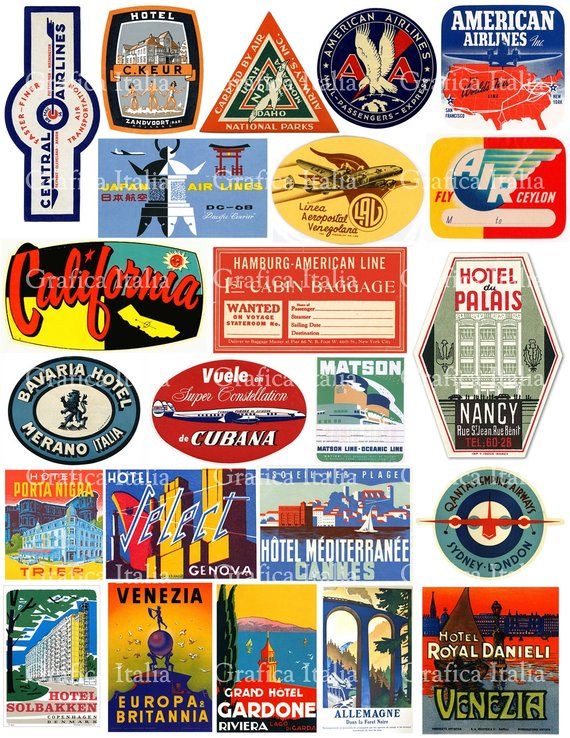 Travel Luggage Labels Clipart.