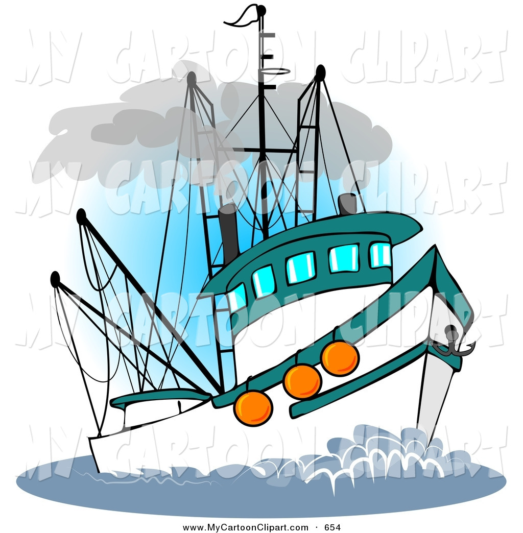 Royalty Free Stock Cartoon Designs of Trawlers.