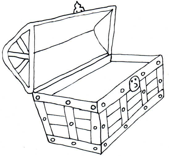 Free Black And White Outline Of A Treasure Chest, Download.