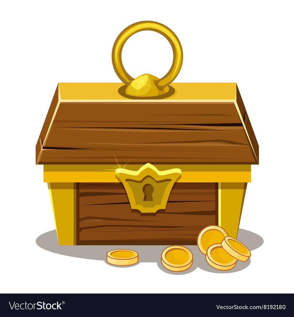 Wood Treasure chest and coin.