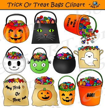 Trick Or Treat Bags Clipart Halloween Candy.