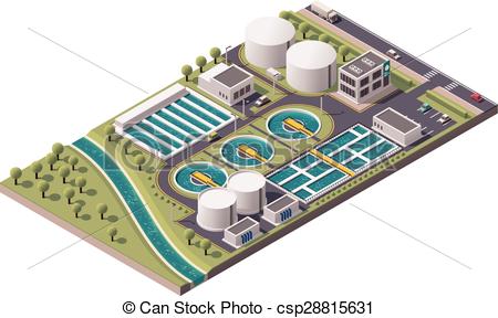 Waste water treatment plant clipart.