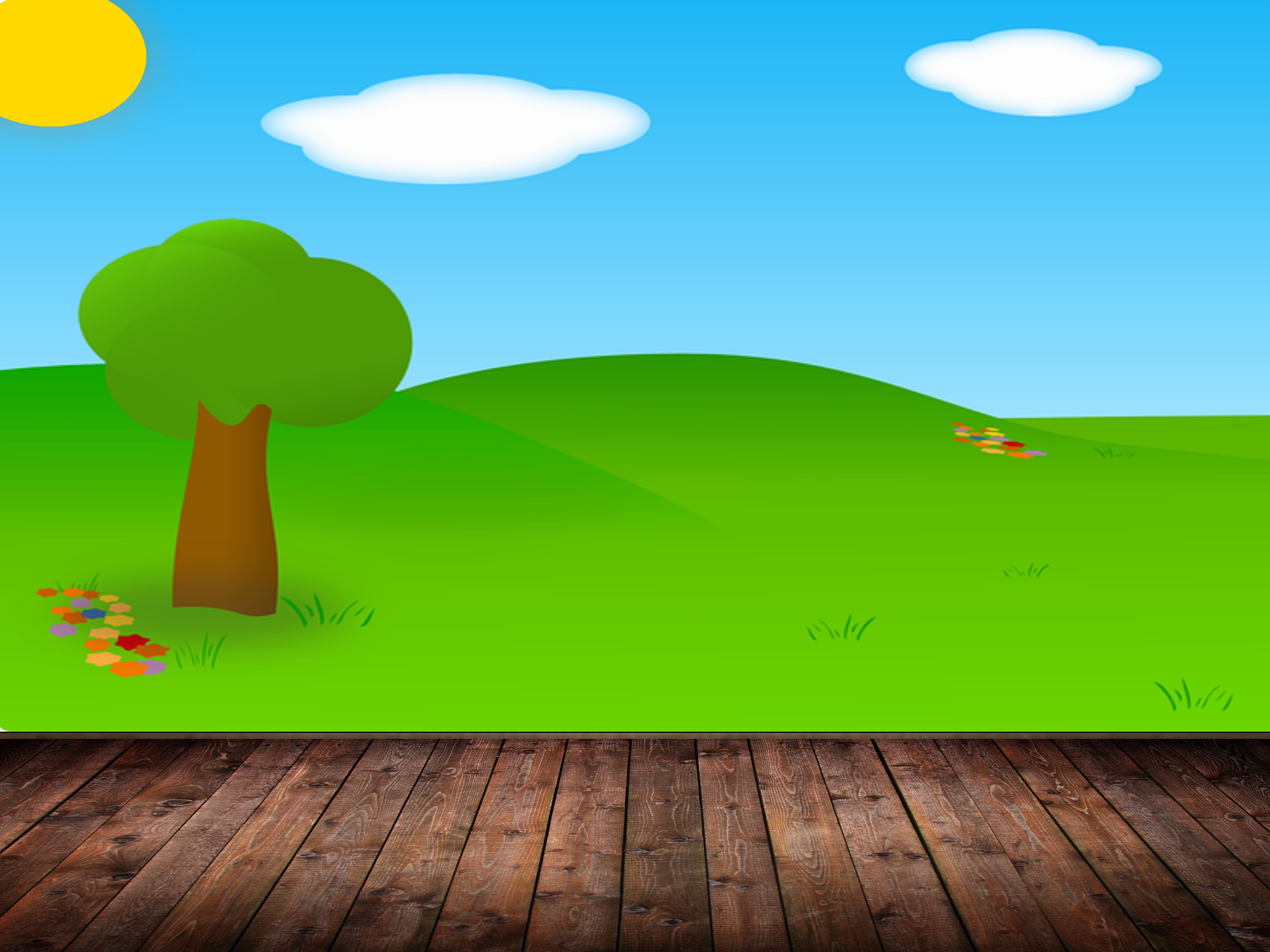 Clipart,painted landscape with clouds and trees free image.