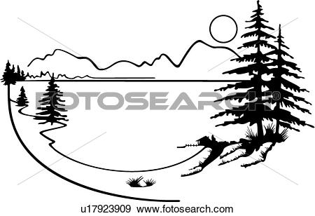 Clip Art of , illustrated panels, wilderness, country, forest.