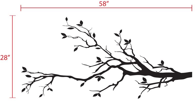 Tree Branch with 10 Birds in Black Wall Decal Deco Art.