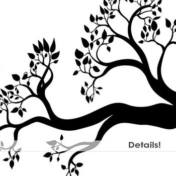 Tree Branch Silhouette ClipArt, Birds Nests, Nature Digital.