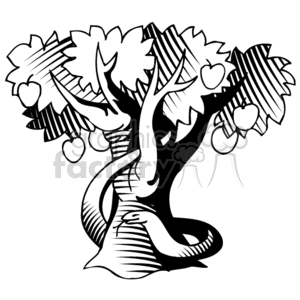 Black and white tree of Knowledge clipart. Royalty.