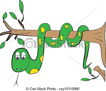 Clipart tree with snake.