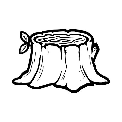 TREE STUMP BW Clip Art.