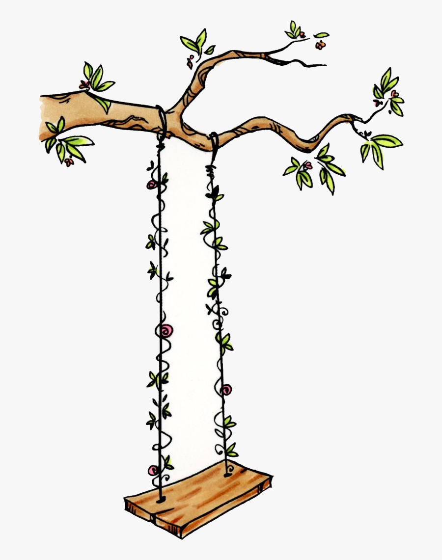 Transparent Tree With Tire Swing Clipart.