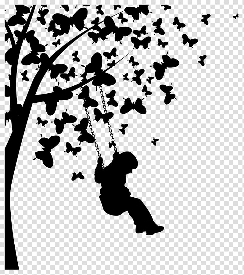 Butterfly Tree Euclidean , Butterfly girl swing transparent.
