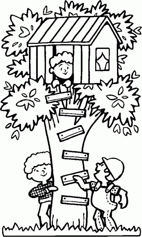 Tree House Clipart Black And White.