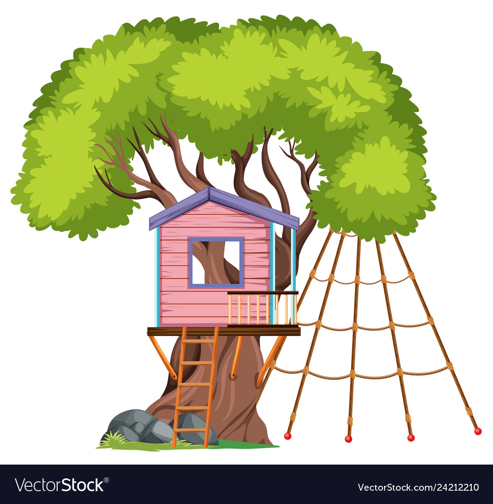 Isolated tree house on white background.