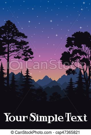 Landscape, Trees and Mountains.