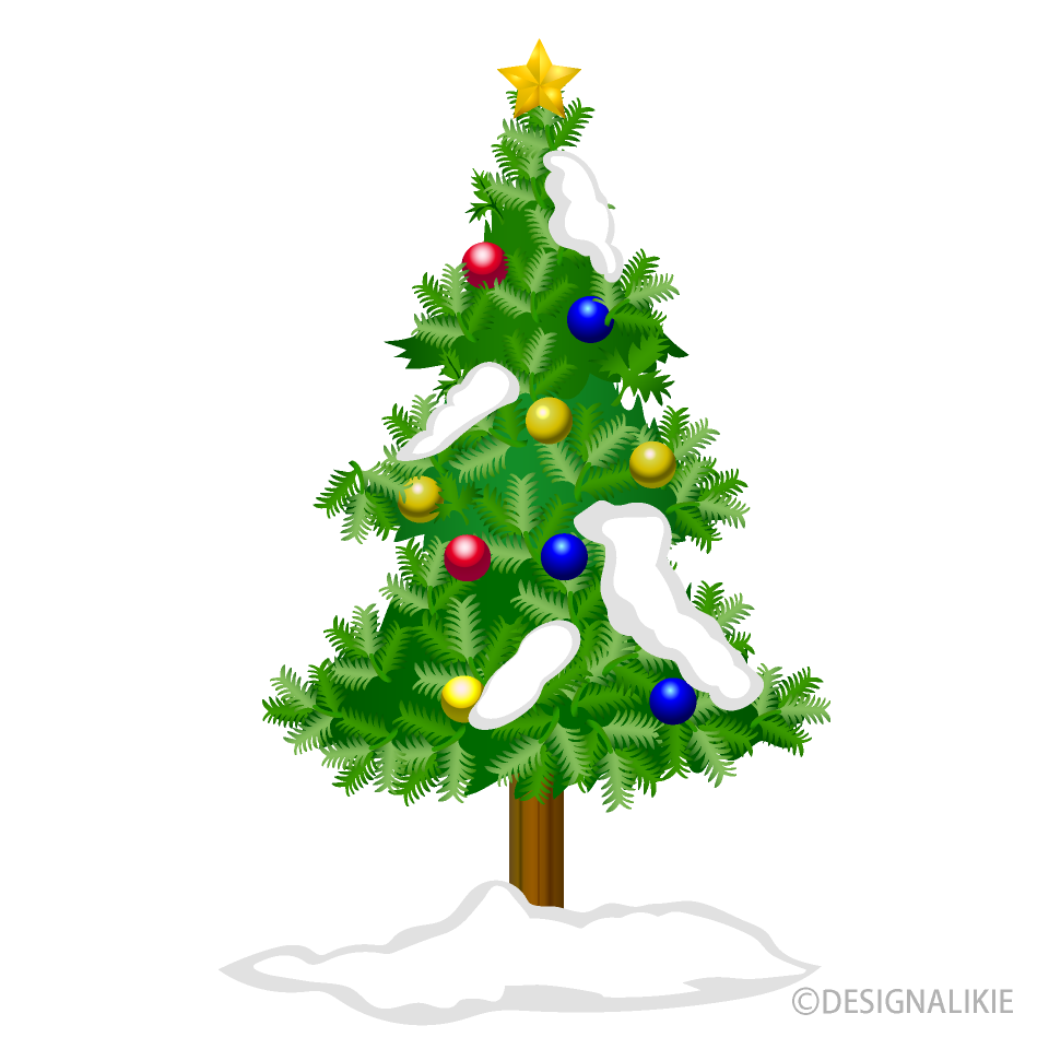 Free Christmas Tree and Snow Clipart Image｜Illustoon.