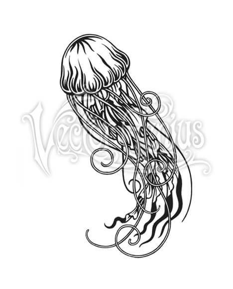 Trendy Tropical Jellyfish Clip Art.