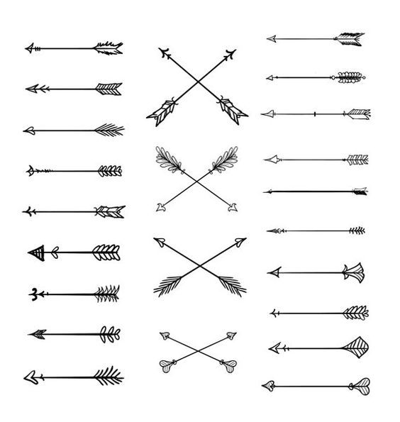 Doodle Tribal Arrows Clipart: 23 vector arrows.