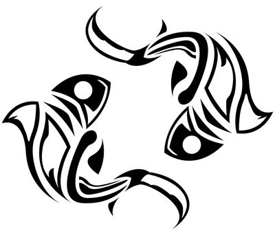Pisces Tribal Tattoo Design Two Fishes Clipart.