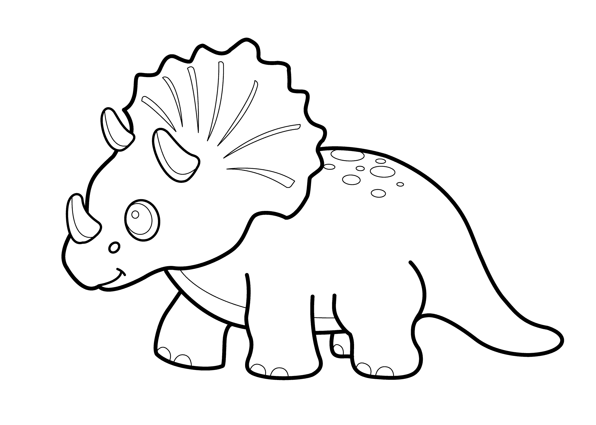 Funny dinosaur triceratops cartoon coloring pages for kids.