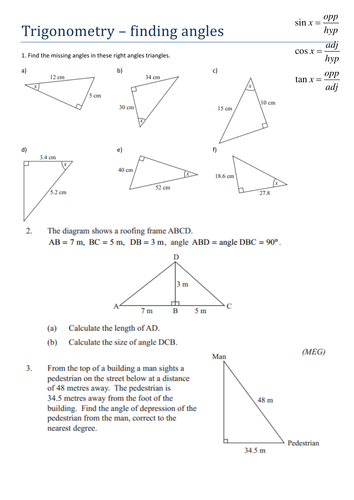 printable measuring angles worksheet worksheets   trigonometry Clipground