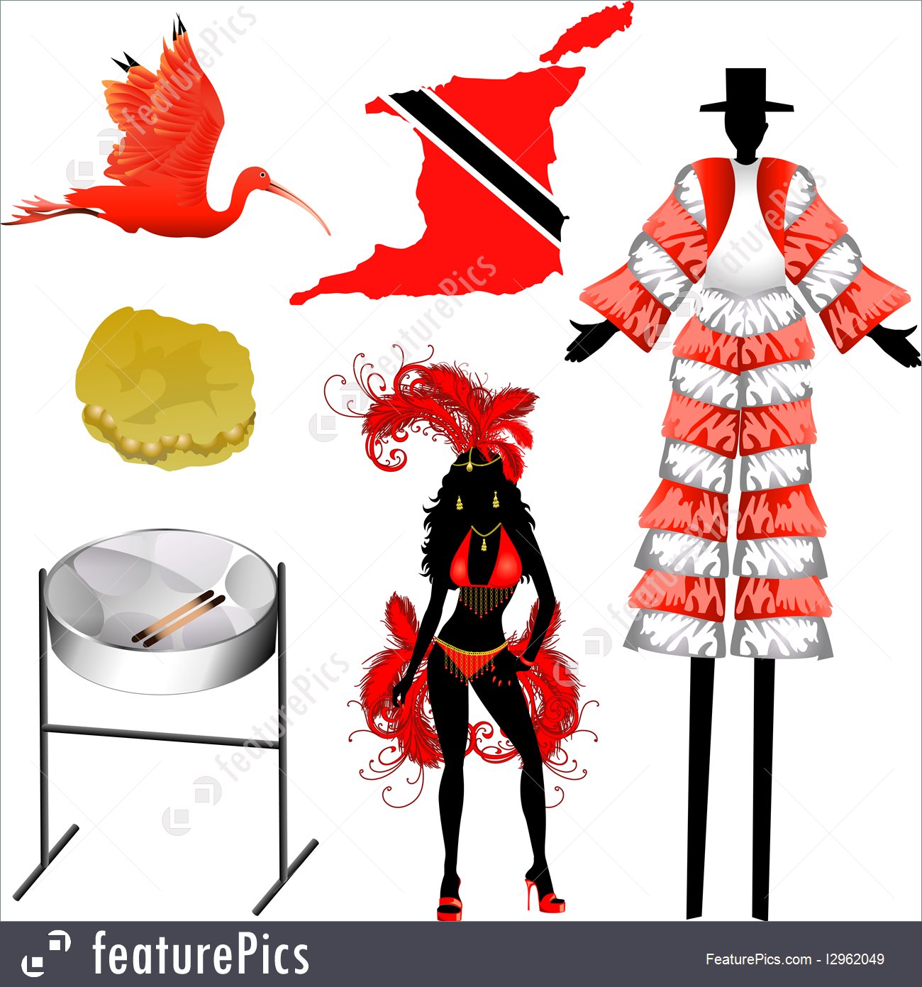 Illustration Of Trinidad And Tobago Icons.