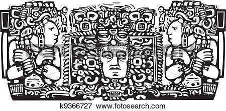 Clip Art of Maya Triptych Woodblock A k9366727.