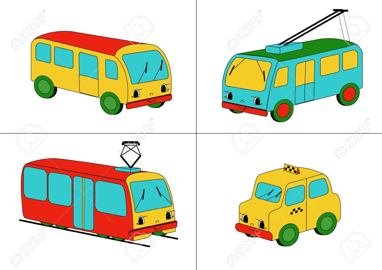 И трамвай автобус троллейбус на прозрачном фоне для детей